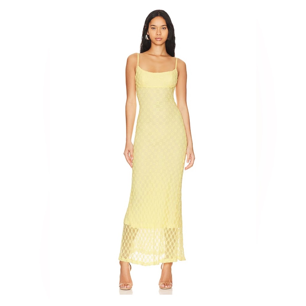bardot  Adoni Mesh Maxi Dress in Canary Yellow
